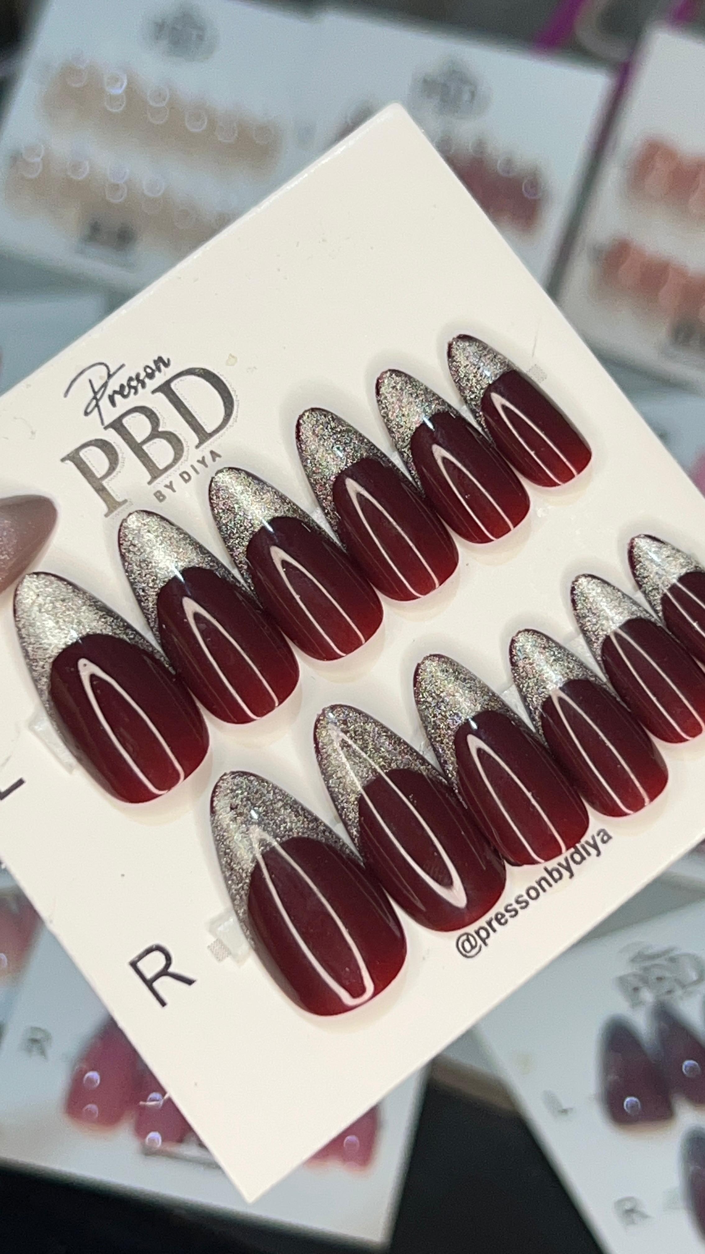 Maroon French Tip Cat Eye