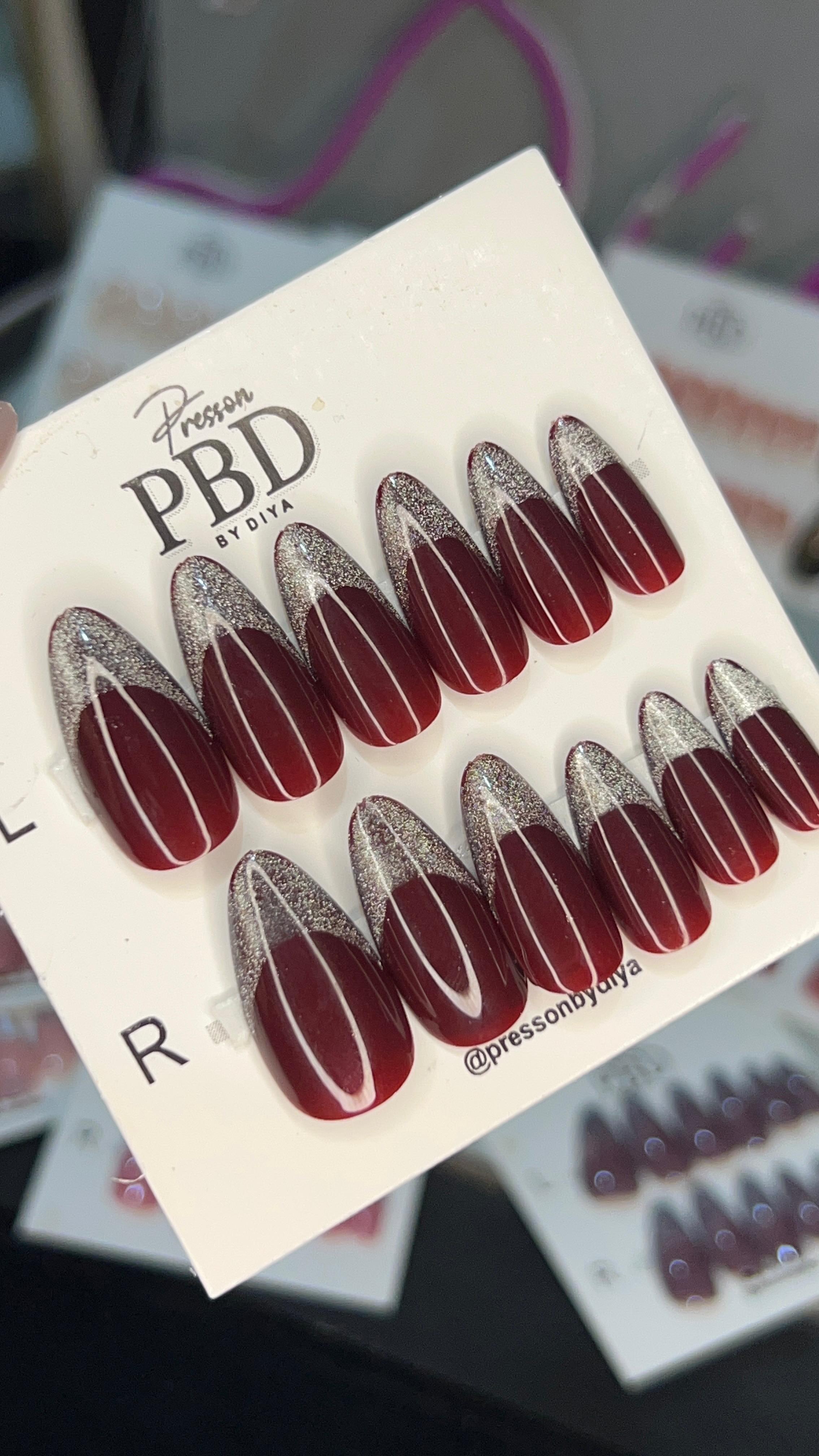 Maroon French Tip Cat Eye